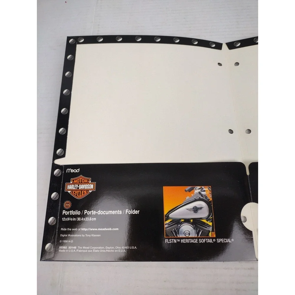 VTG 1996 Y2K Mead Portfolio Folder HARLEY DAVIDSON Motorcycle RIGHTEOUS USA H-D